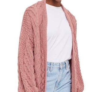 Topshop Dusty Pink Oversized Chunky Cardigan